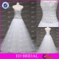 Hot Sale A-line Rhinestone Beaded Top Plain Skirt Floor-length Pakistani Fancy Wedding Dresses